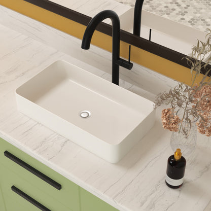 Modern Ceramic Rectangular Bathroom Vessel Sink With European Design