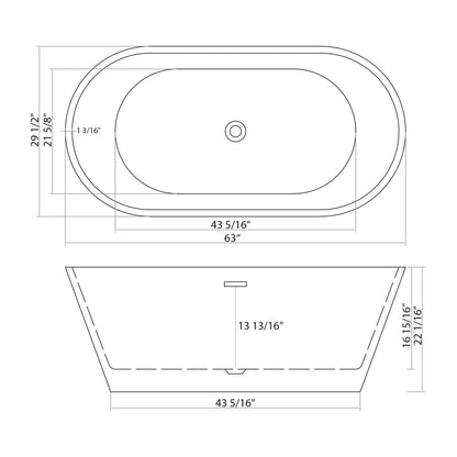 Gloss Freestanding Bathtub With Drain, Stand Alone Soaking Tub