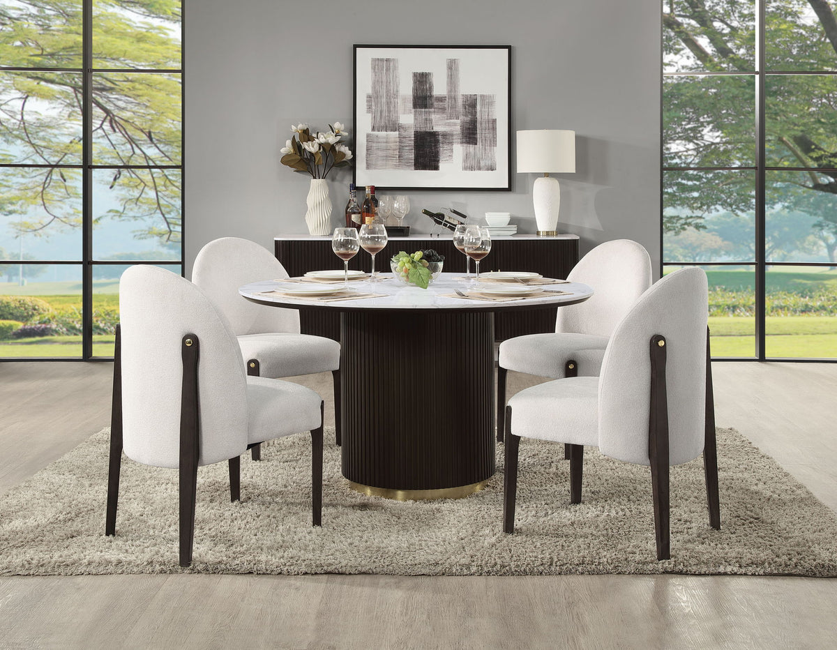 Clayten - Around Dining Table - Marble / Espresso