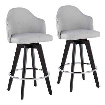 Ahoy - Contemporary Fixed Height Counter Stool Round Chrome Footrest (Set of 2) - Gray