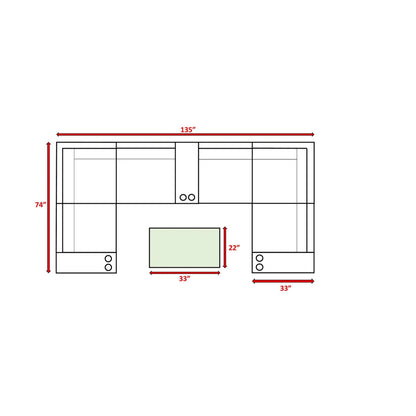 Winsford - Rattan Sectional Seating Group With Cushions, 4 Person Capacity - Espresso