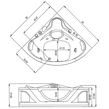 Xavier - Corner Double Massage Bathtub - Milk White
