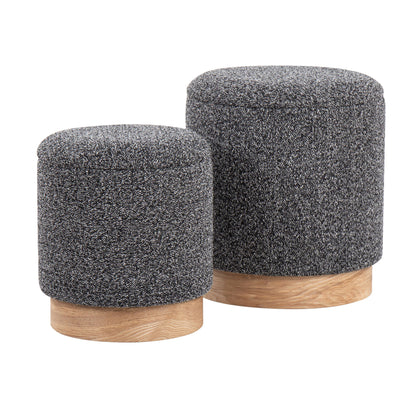 Marla - Contemporary Nesting Ottoman Set - Natural / Black