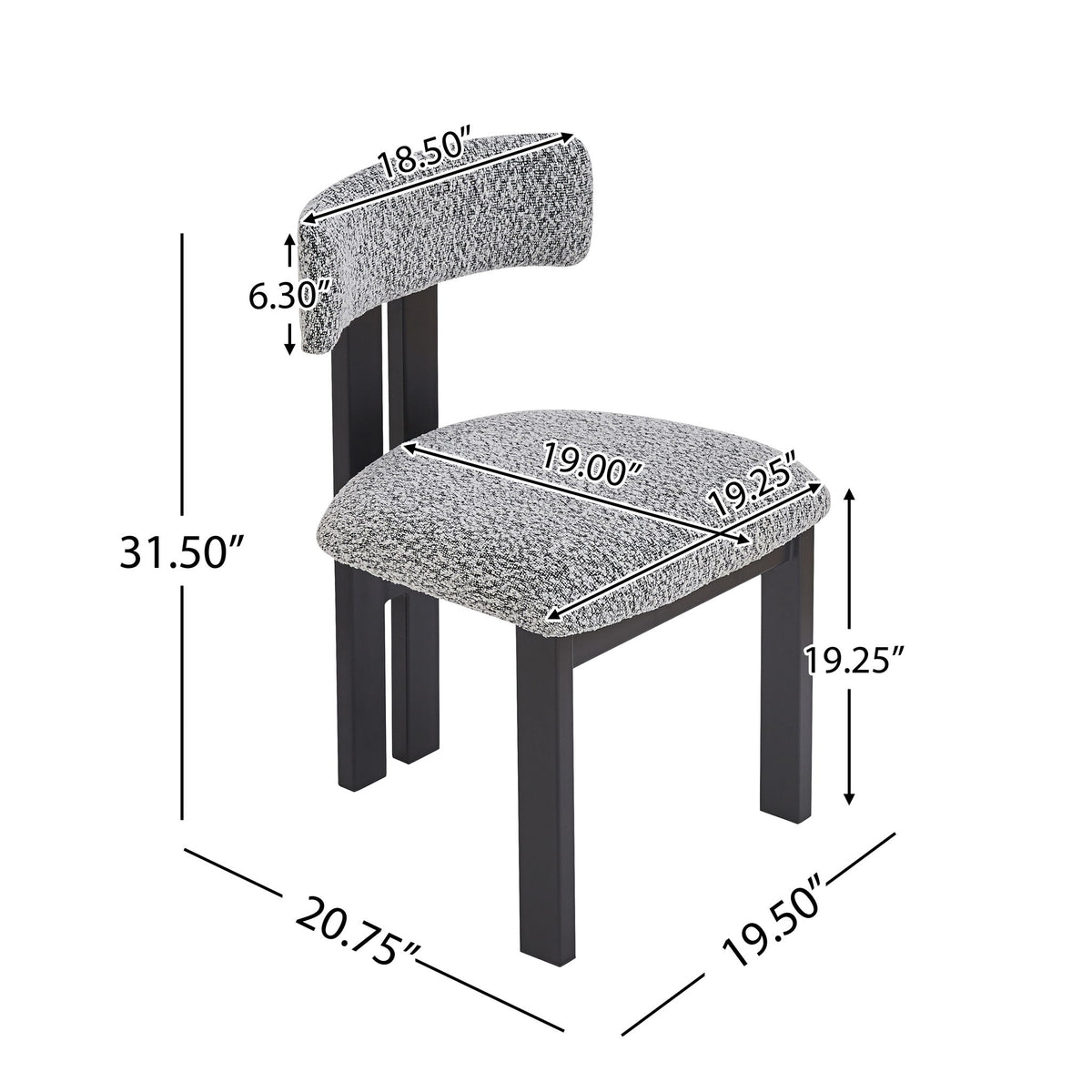 Modern Upholstered Armless Dining Chairs With Metal Legs