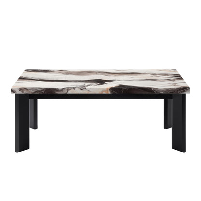 Strata - Faux Marble 3 Piece Occasional Set (1 Coffee & 2 End Tables) - Black / White