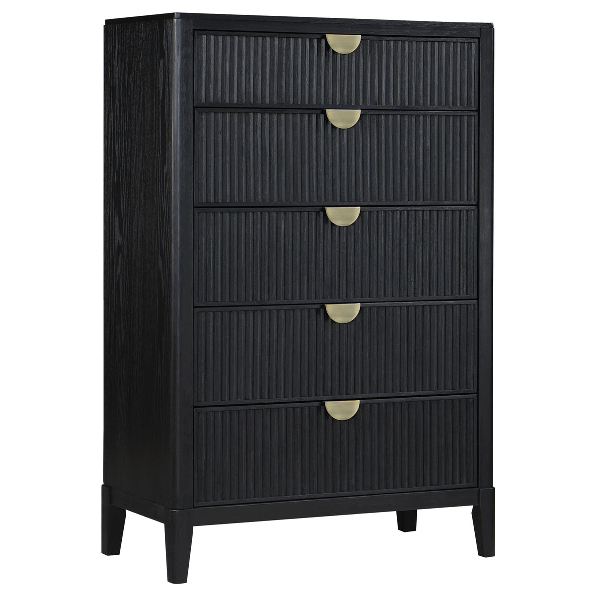 Mason - 5 Drawer Chest With Fluted Design - Black