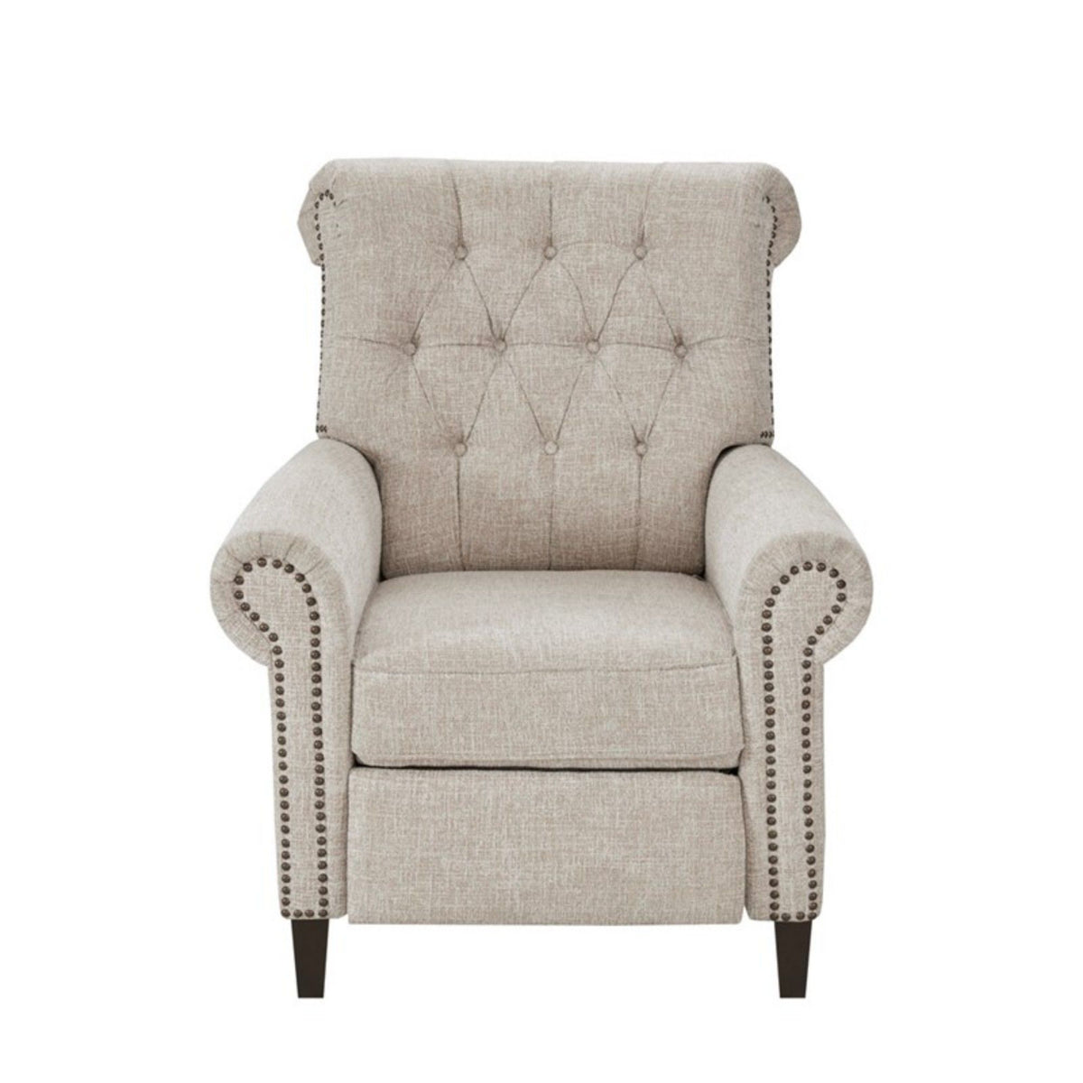 Aidan - Push Back Recliner Chair With Tufted Back And Nailhead Trim - Cream