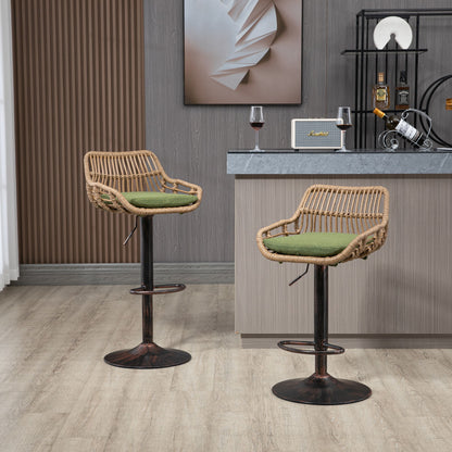 Modern Swivel Bar Stools Adjustable Counter Chairs With Footrest (Set of 2)