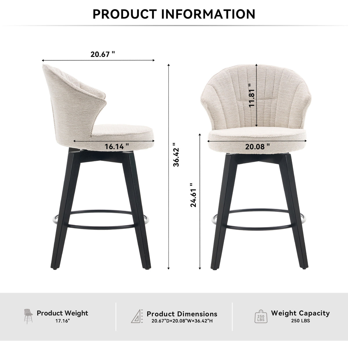 Wing Back Swivel Bar Stools (Set of 2)