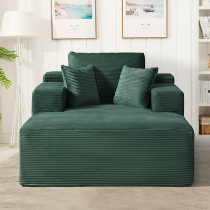 Convertible Chaise Lounge Chair With Wide Armrest & Throw Pillows