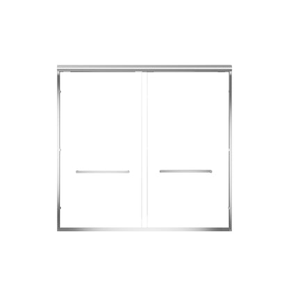 Aluminum Frame Double Double Soft Close Shower Door, Tempered Glass And Dual Stainless Steel Handles