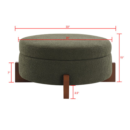 Round Storage Ottoman, Footrest Stool For Living Room