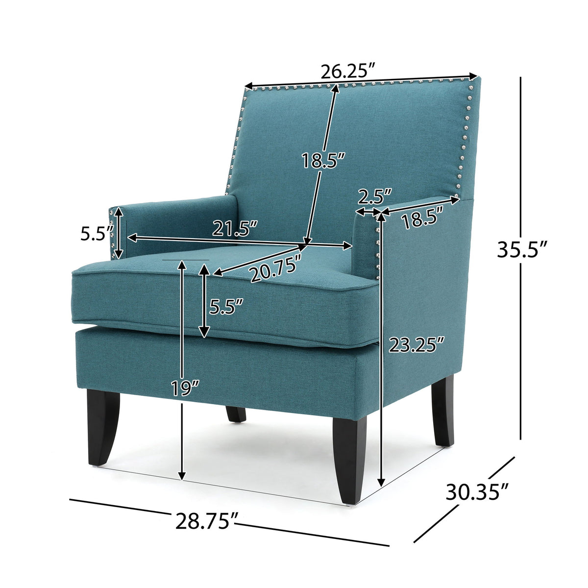 Serenada - Upholstered Fabric Club Chair With Nailhead Trim And Tapered Birch Legs