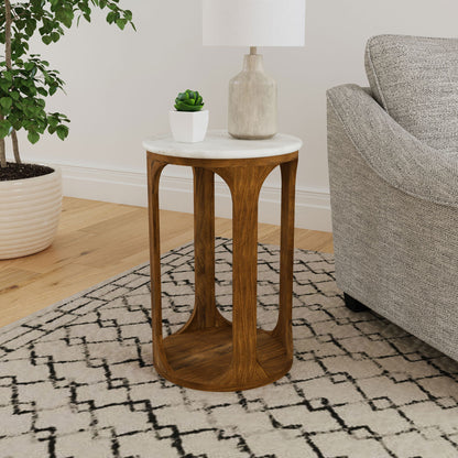 Eaton - Round Side Table - Brown / White