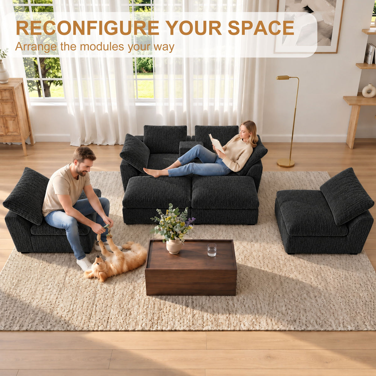 Modular Cloud Couch With Storage Console