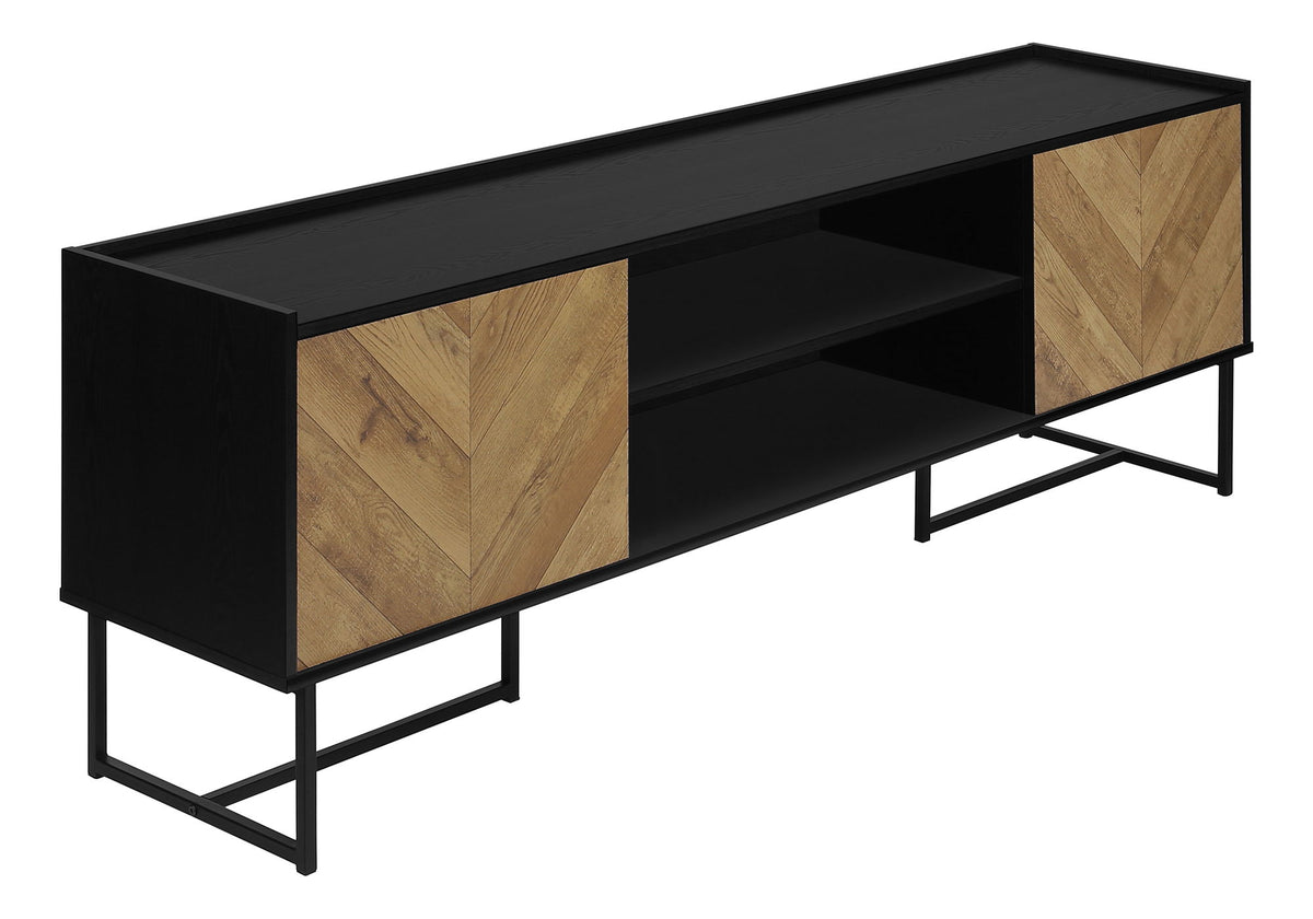 TV Stand, Console, Media Entertainment Center, Storage Cabinet, Modern - Black