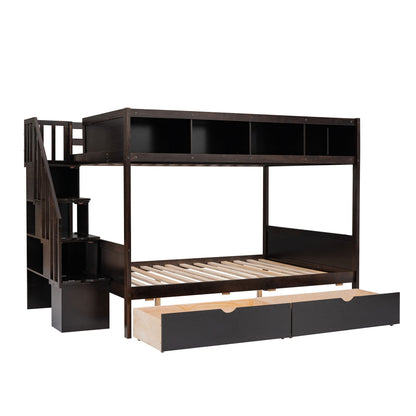 Bunk Bed With Shelfs, Storage Staircase And 2 Drawers