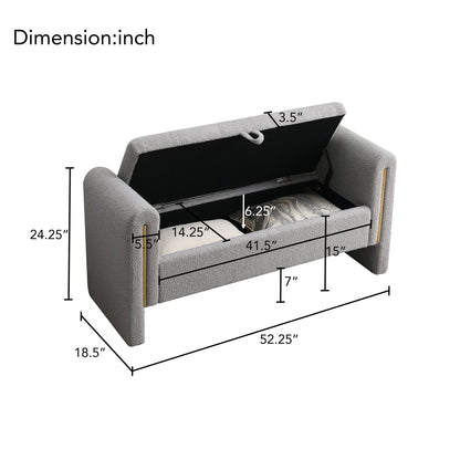 Modern Teddy Upholstered Large Bed End Bench With Arms And Storage