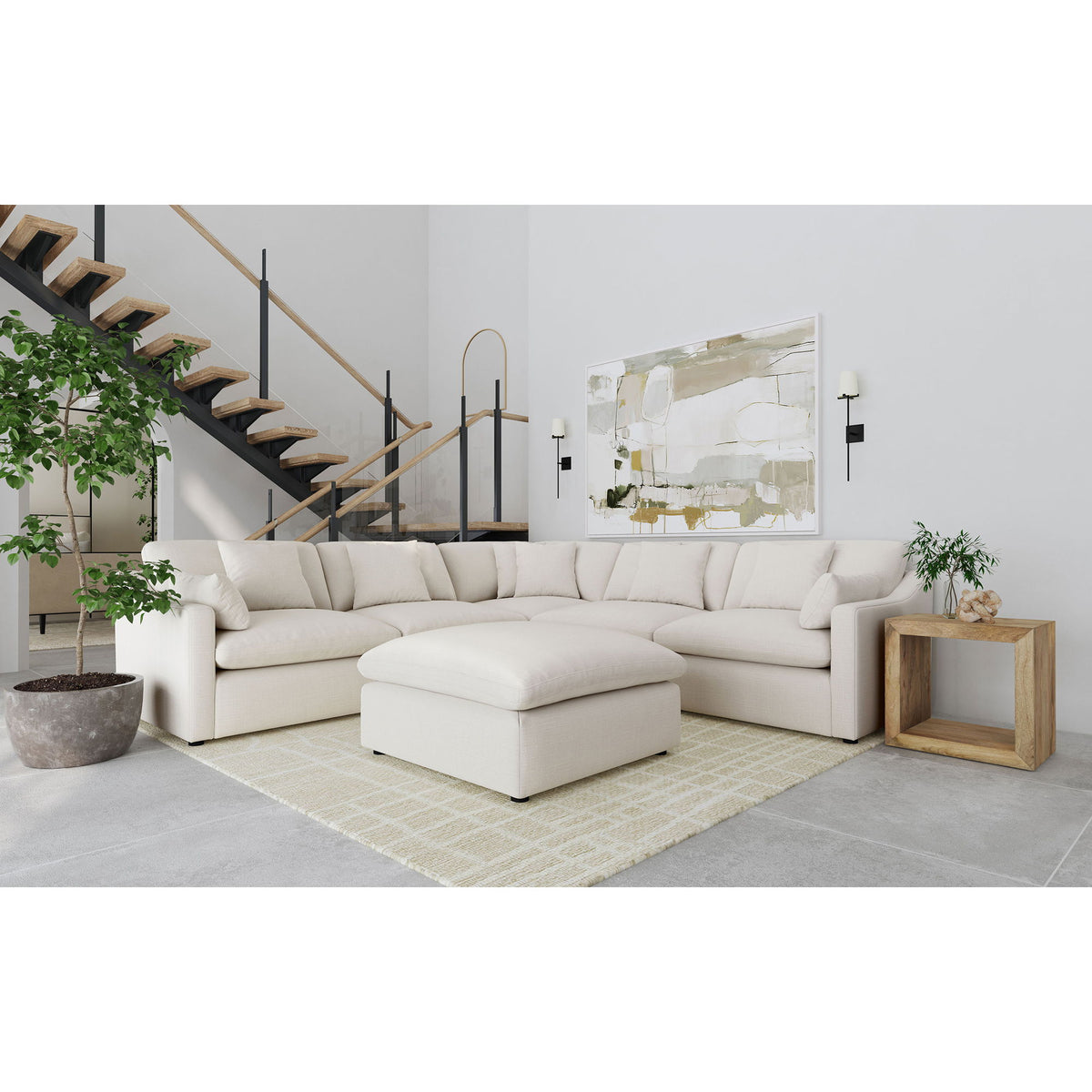 Greeley - 6 Piece Upholstered Modular Sectional Sofa - Ivory