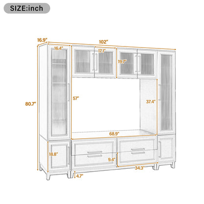 Wall Unit Modern Entertainment Center With Glass Doors