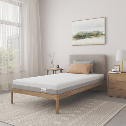 6" Twin Memory Foam Mattress Medium Firm - White / Gray