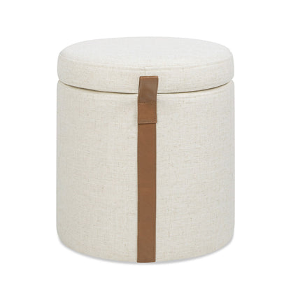 Brandy - Round Upholstered Storage Ottoman With Accent