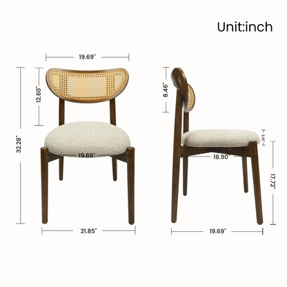 Rattan Side Dining Chairs For Kitchen (Set of 2)