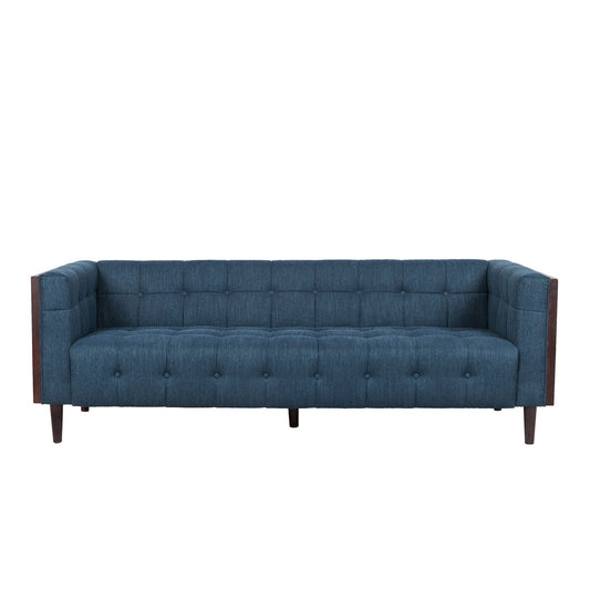 Contemporary Mid-Century Charm 3 Seater Sofa With Button Tufted Waffle Stitching
