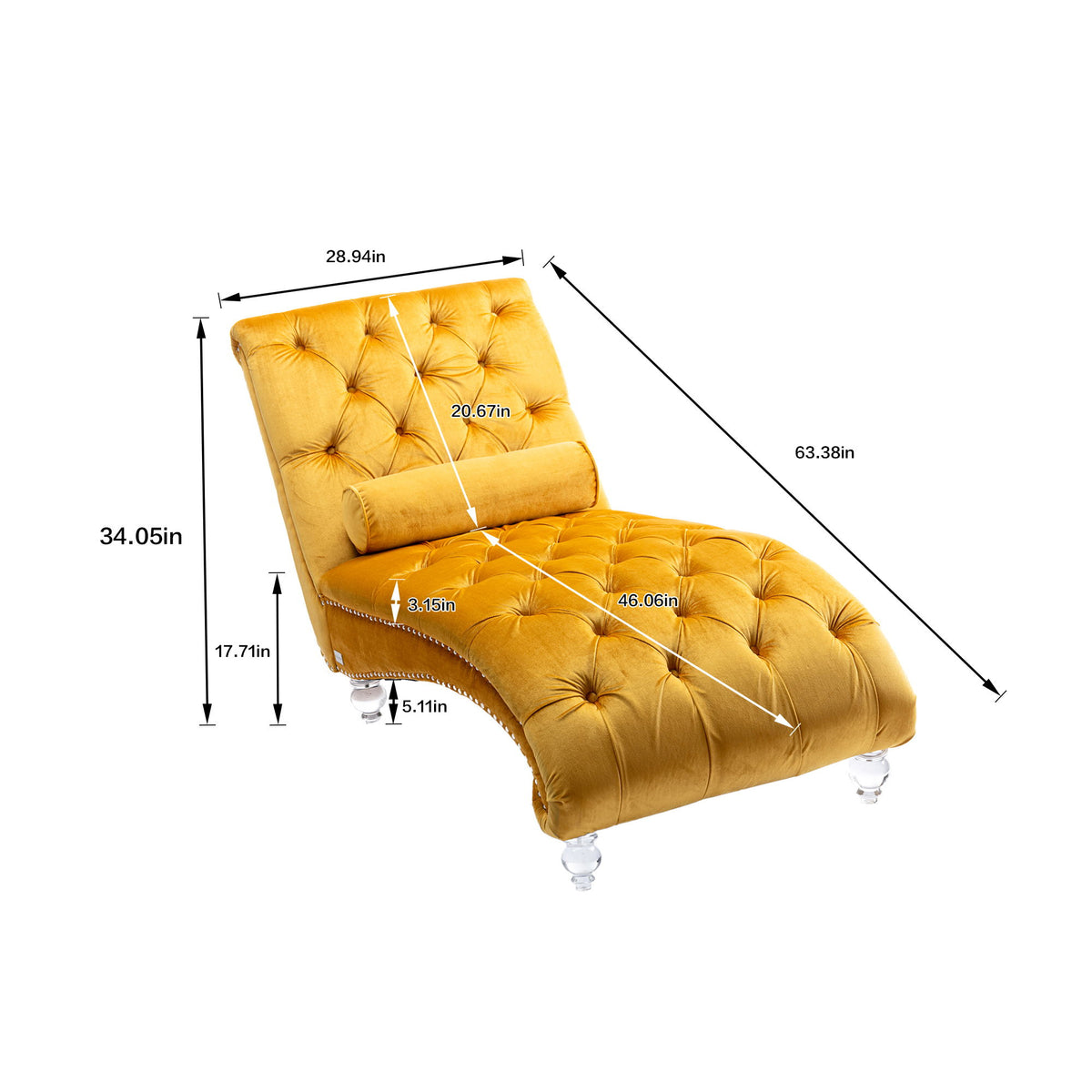 Chaise Lounge Indoor, Button Tufted Upholstered Chaise Lounge Chair With Pillow