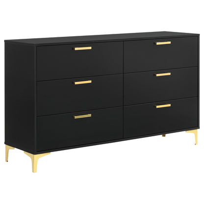 Lexie - 6 Drawer Rectangular Dresser - Black