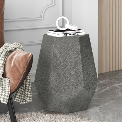 Modern Hammered Iron Geometric End Table