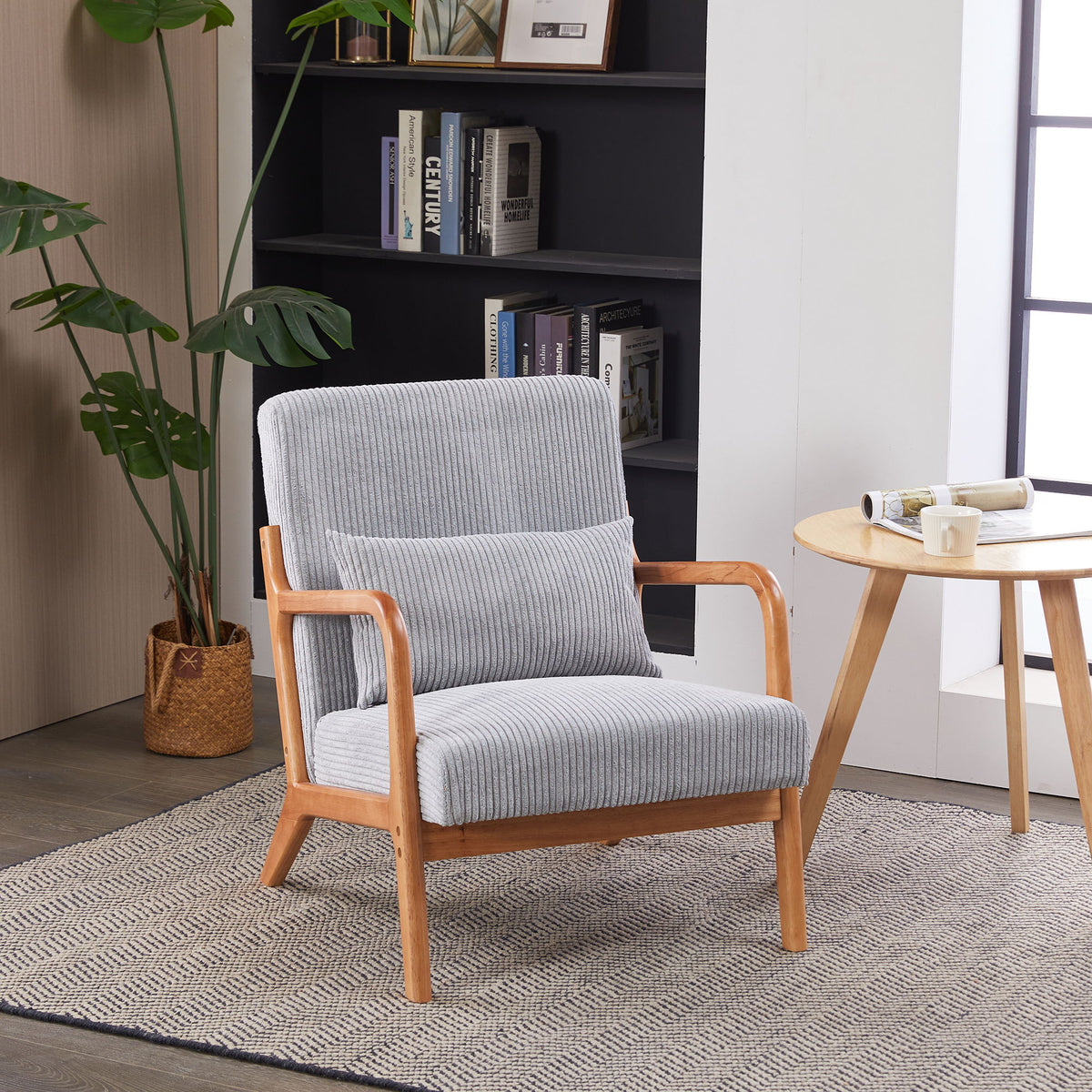 Accent Arm Chair With Pillow Upholstered
