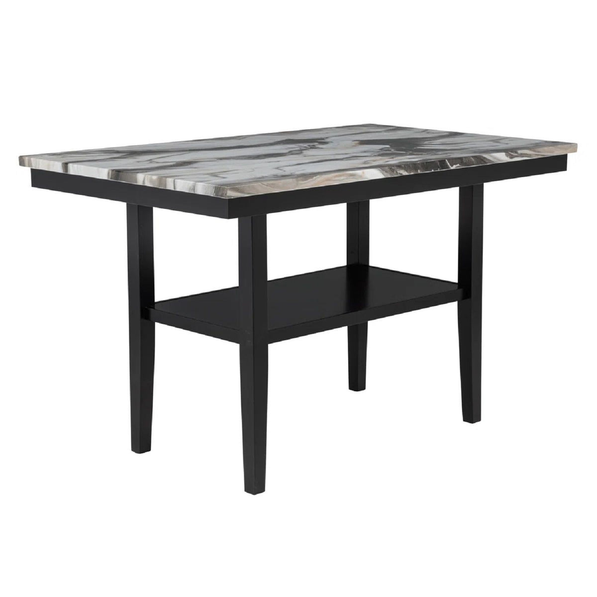 Counter Dining Table With Storage Bottom Shelf For Kitchen - Black
