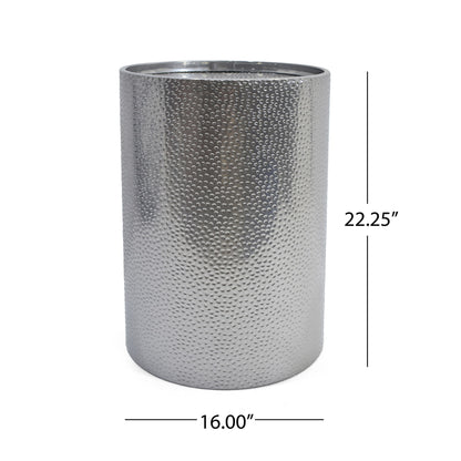 Modern Round Accent Table With Hammered Surface