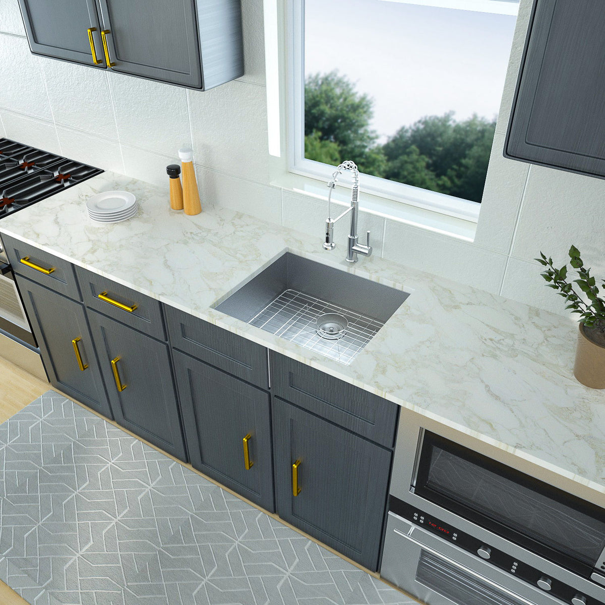 Modern Style Undermount Sink With Stainless Steel, Deep Single Bowl