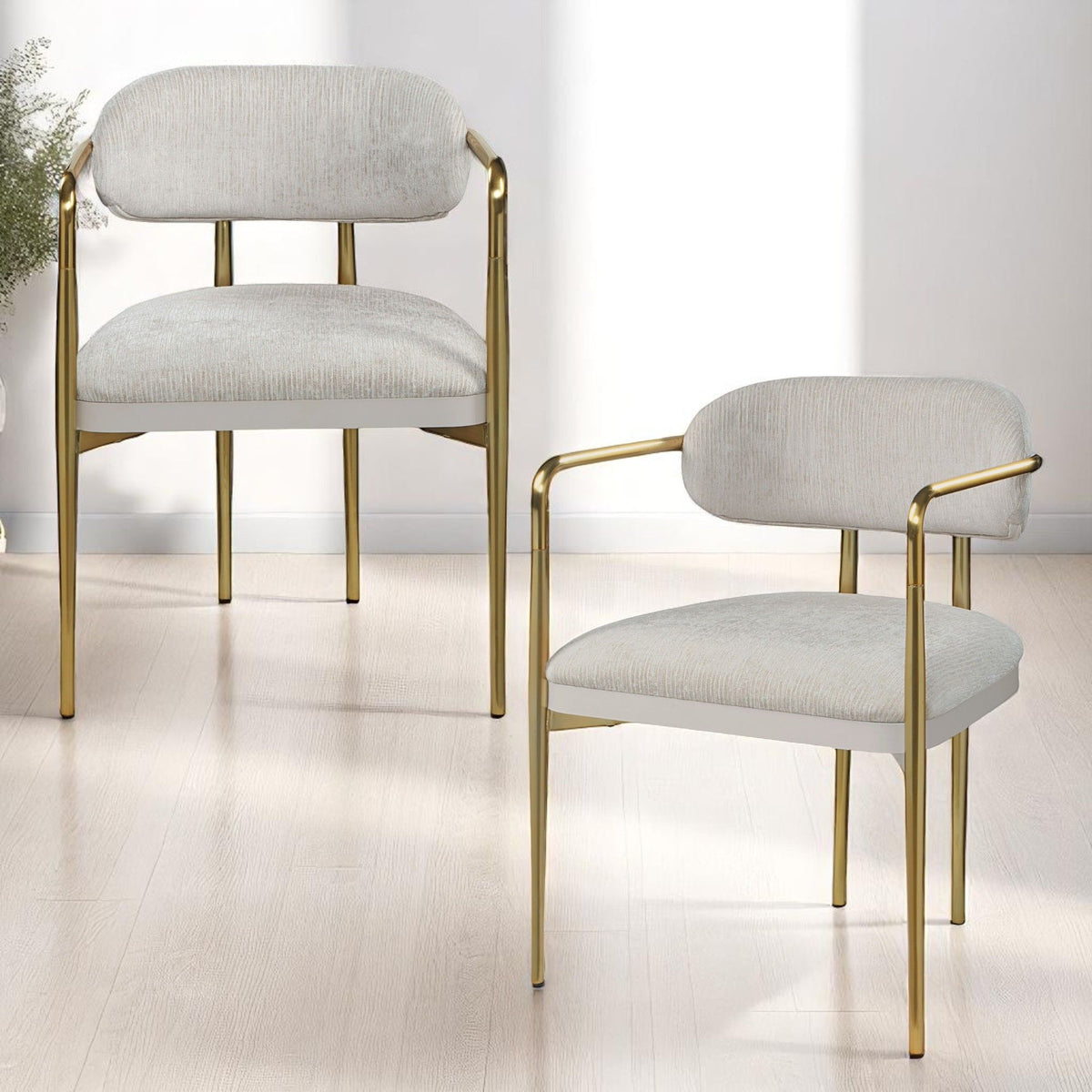 Zayn - Arm Chair (Set of 2) - Beige / Gold