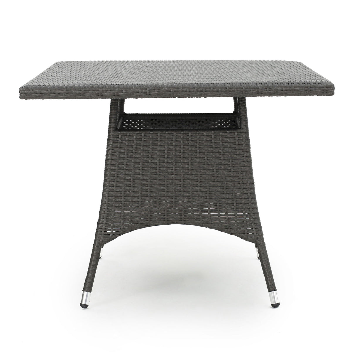 Outdoor Rattan Square Dining Table With 4 Legs - Gray