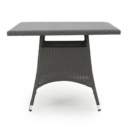 Outdoor Rattan Square Dining Table With 4 Legs - Gray