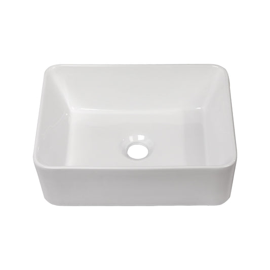 Sleek Ceramic Rectangular Vessel Bathroom Sink