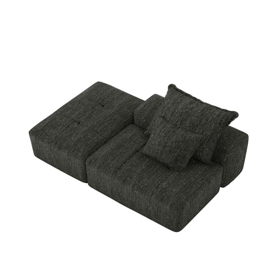 Modern Oversized Modular Sectional Sofa, Sparkling Fabric Soft Cushions With 2 Pillows