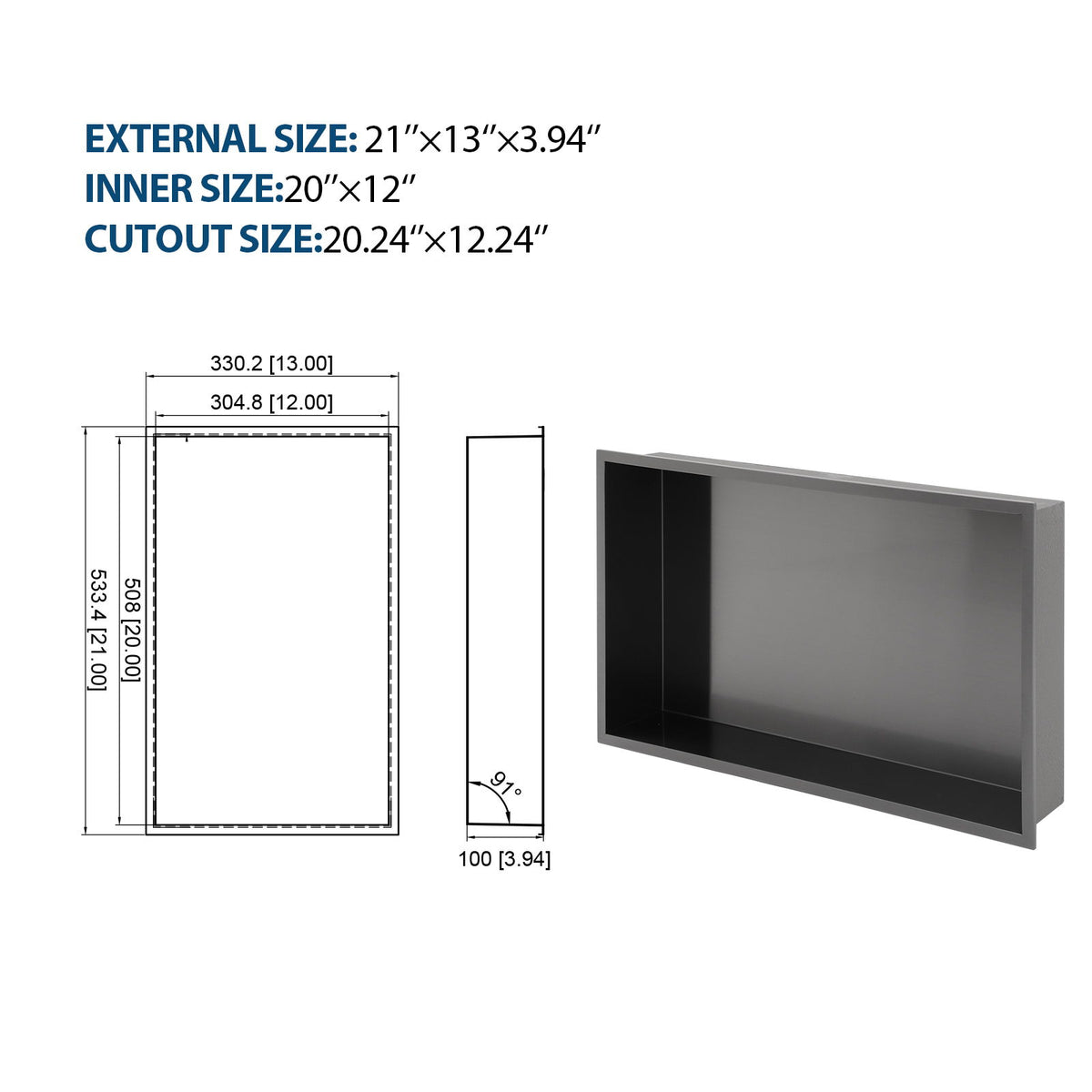 Stainless Steel Shower Niche With Seamless Design For Bathroom Storage