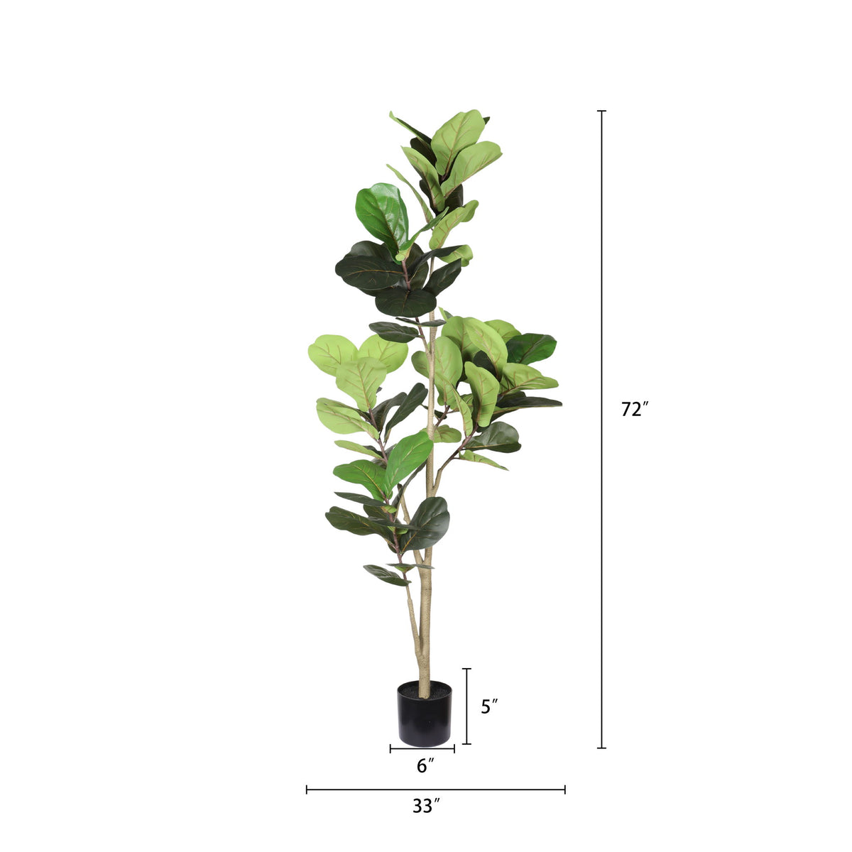 6Ft Real Touch Fake Fiddle Leaf Fig Tree In Pot, Indoor Decor For Home - Green Leaves