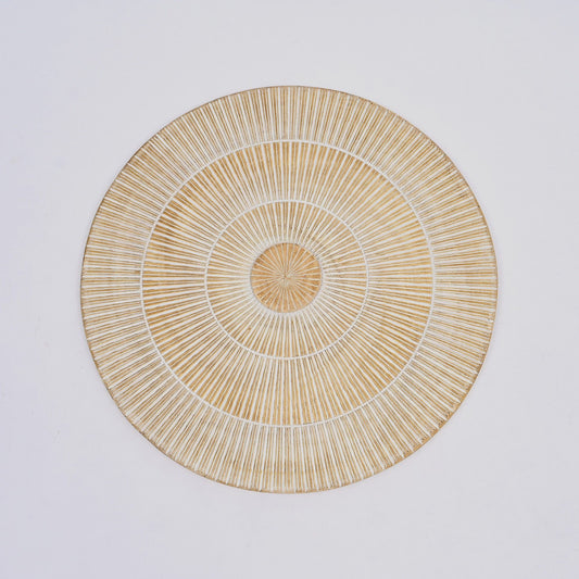 Handcarved Vintage Wheel Wall Decor - Brown / Antique White