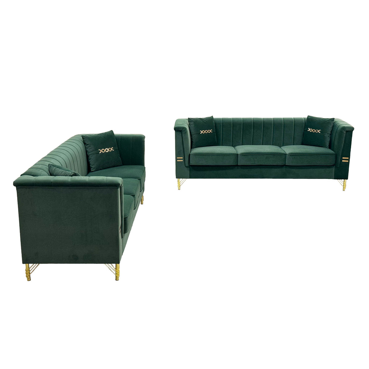 Upholstered 3 Seater Sofas Living Room Furniture (Set of 2)