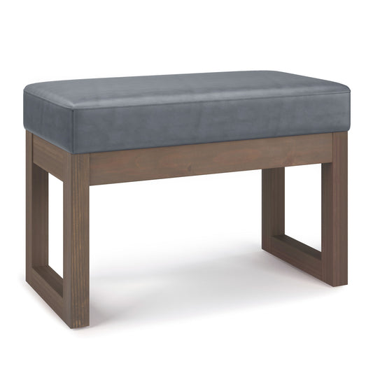 Milltown - Footstool Small Ottoman Bench - Dark Gray - Faux Leather