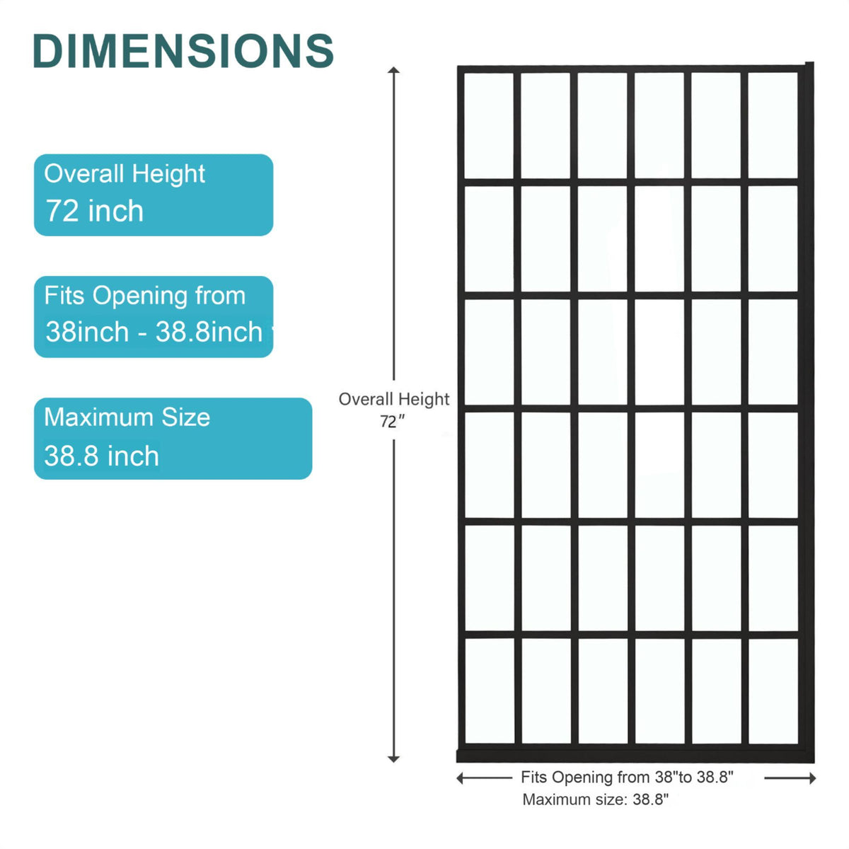 Frameless Fixed Shower Door, Open Entry Design