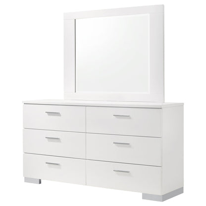 Dulcey - 6 Drawer Dresser With Mirror - Gloss White