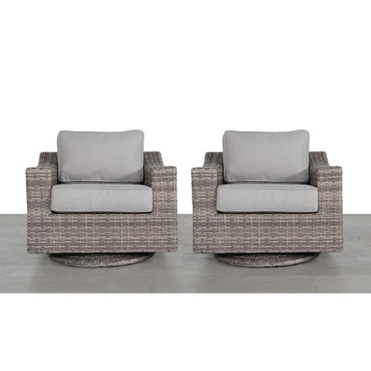 Swivel Patio Chair With Luxurious Cushions Perfect For Outdoor Relaxation (Set of 2) - Gray / Gray Mix