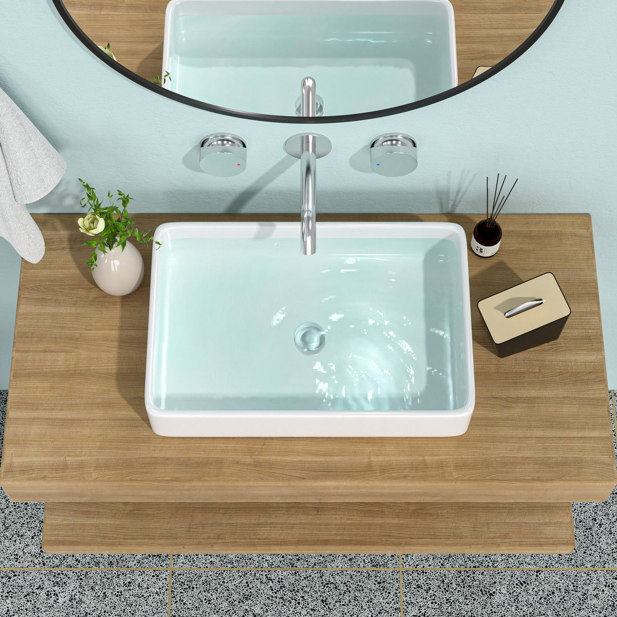 Modern European Design Ceramic Rectangular Vessel Bathroom Sink
