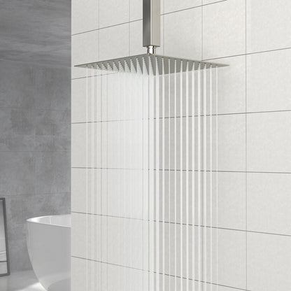 Modern 10" Square Rainfall Shower Head & Stainless Steel Wall Or Ceiling Mount Luxury Spa Shower Panel